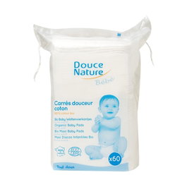 Douce Nature Almohadillas de Algodón Ecológico para Bebé - 60 Unidades - Para Cara y Cuerpo