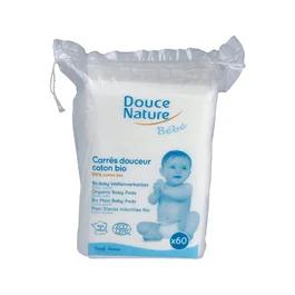 Douce Nature Almohadillas de Algodón Ecológico para Bebé - 60 Unidades - Para Cara y Cuerpo