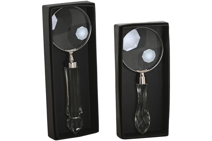 DKD Home Decor Lupa de Mano Colonial Transparente Plateado Cristal Aluminio 7.5x3x22 cm