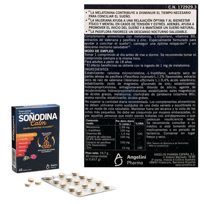 Natura Essenziale SOÑODINA Melatonina 1,99 mg 60 Comprimidos