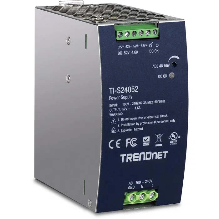 Trendnet TI-S24052 Fuente de Alimentación 240W 52V DC 4.61A para Montaje en Carril DIN, 90-264V AC
