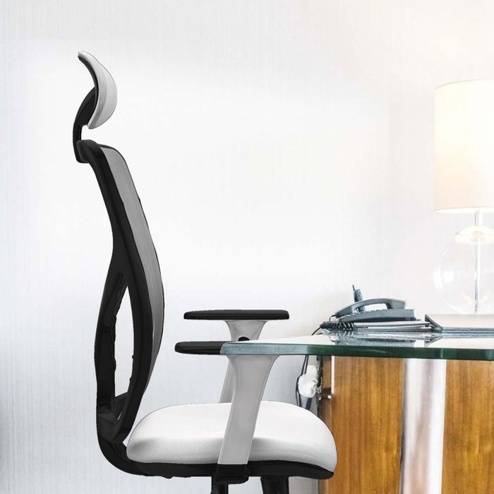 PIQUERAS Y CRESPO Silla de oficina Motilla con mecanismo Sincro/Traslack, Tela Lila y Malla Azul