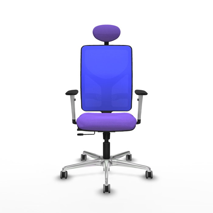 PIQUERAS Y CRESPO Silla de oficina Motilla con mecanismo Sincro/Traslack, Tela Lila y Malla Azul