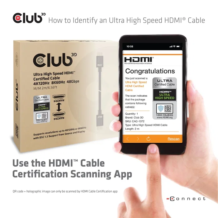 CLUB-3D Cable HDMI Ultra High Speed 2.1 3m 4K120Hz 8K60Hz