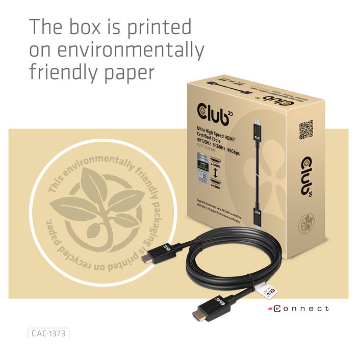 Club 3D Cable HDMI A a A 2.1 Ultra High Speed 10K HDR, 3 Metros