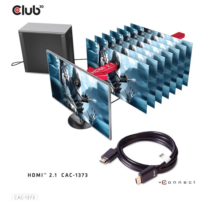 Club 3D Cable HDMI A a A 2.1 Ultra High Speed 10K HDR, 3 Metros