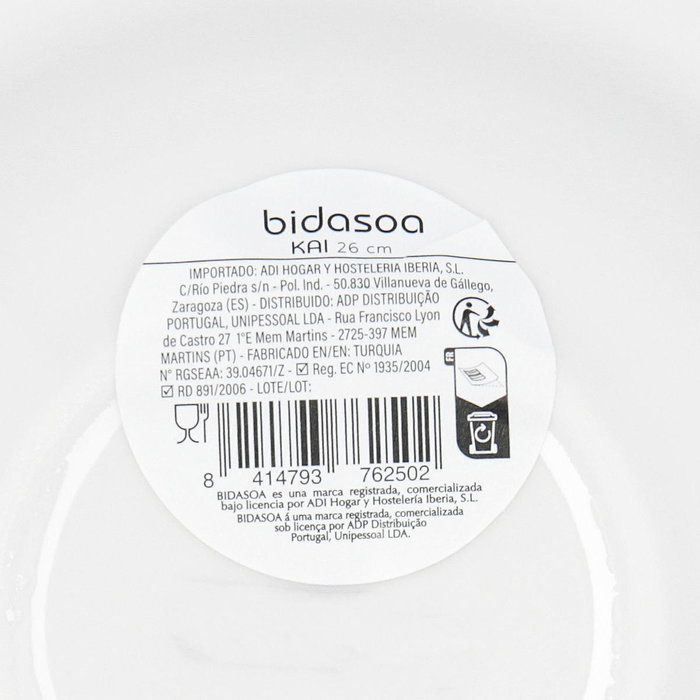 Plato Pasta/Risotto Porcelana Kai Hydrozero Bidasoa 26 cm (6 Unidades)