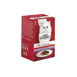 Purina Cat Chow Gourmet Mon Petit Carnés - Caja 6x50 gr, Pienso para Gatos Adultos, Reduce Sarro Hasta un 40%, con Proteína de Calidad e Ingredientes Naturales
