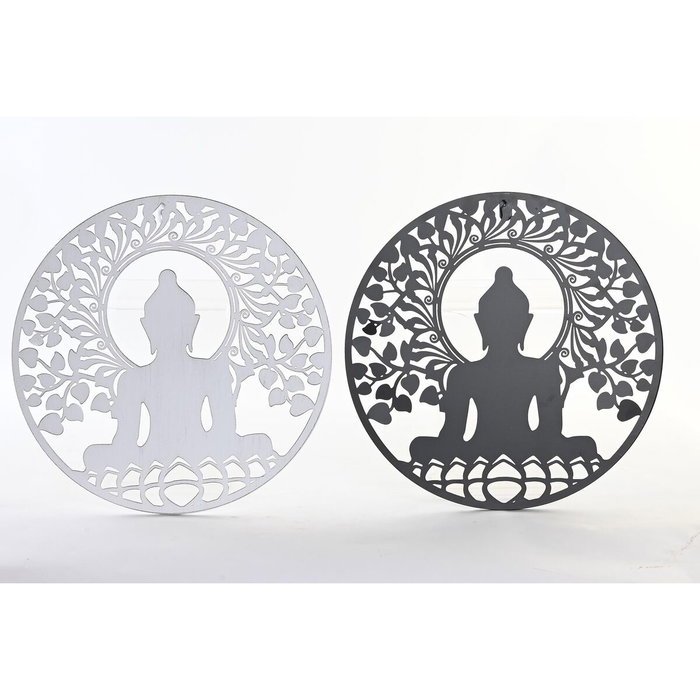 DKD Home Decor Decoración de Pared Metal Buda Surtido de 2 Unidades 40x40 cm