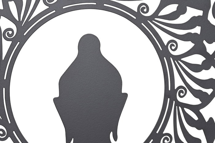 DKD Home Decor Decoración de Pared Oriental Buda Metal Negro Blanco 40 x 40 cm (2 Unidades)