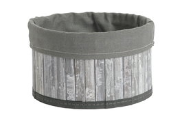 DKD Home Decor Cesta Set de 4 (2 Unidades) Gris Blanco Bambu Poliester Algodon MDF 30 x 17 x 30 cm