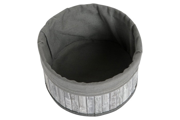 DKD Home Decor Cesta Set de 4 (2 Unidades) Gris Blanco Bambu Poliester Algodon MDF 30 x 17 x 30 cm