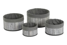 DKD Home Decor Set de 4 Cestas de Bambú y Poliéster Gris