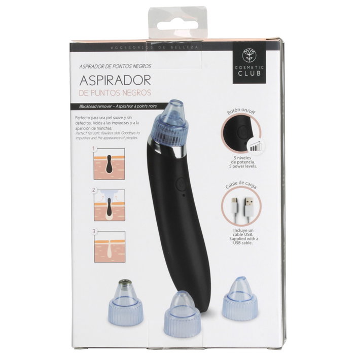 Cosmetic Club Aspirador Puntos Negros Facial USB 4 Puntas Intercambiables 5 Niveles Potencia