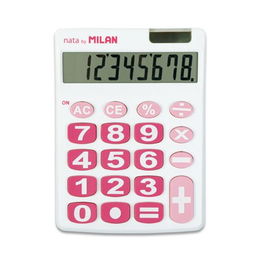 Calculadora Sobremesa Milan 8 Digitos Blanco/Rosa Teclas Grandes