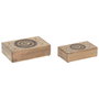 DKD Home Decor Set de 2 Joyeros de Mango con Diseño de Astros Grabado, Marrón