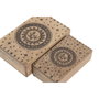 DKD Home Decor Set de 2 Joyeros de Mango con Diseño de Astros Grabado, Marrón