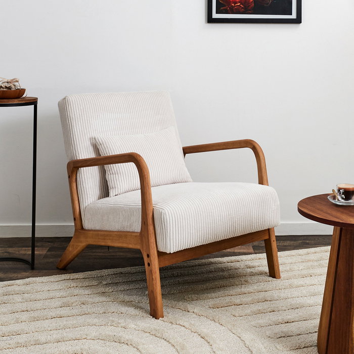 Home Deco Factory Butaca Scott Beige Colección Cocooning - Estructura Madera Hevea, Tejido Poliéster Home Deco Factory Butaca Scott Beige Colección Cocooning - Estructura Madera Hevea, Tejido Poliéster