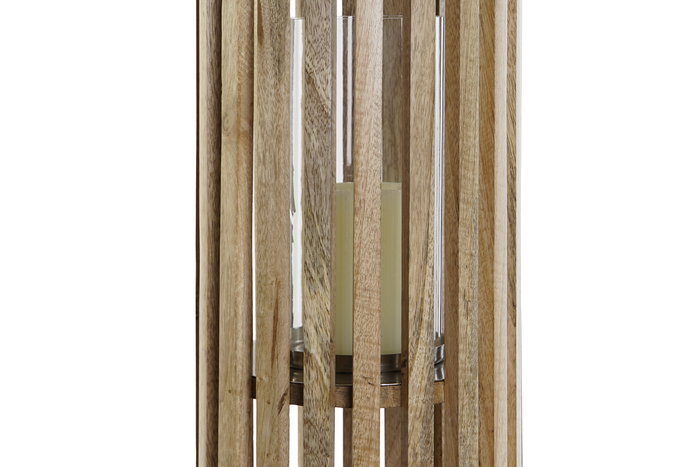 DKD Home Decor Portavela Marron Plateado Mango Cristal 20 x 74 x 20 cm