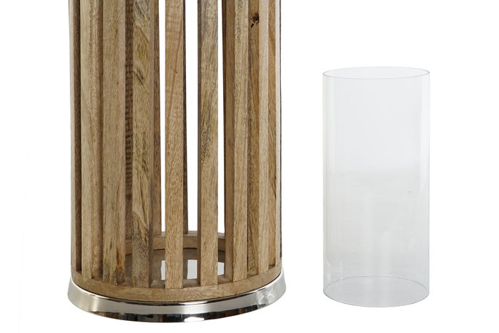 DKD Home Decor Portavela Marron Plateado Mango Cristal 20 x 74 x 20 cm