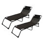 Marbueno Pack de 2 Tumbona Plegable Acero Cojin Jardin y Piscina 190X58X27 Negra MARBUENO SUMMER 10004X2