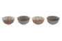 DKD Home Decor Set de 4 Cuencos de Porcelana Flores Beige y Marrón
