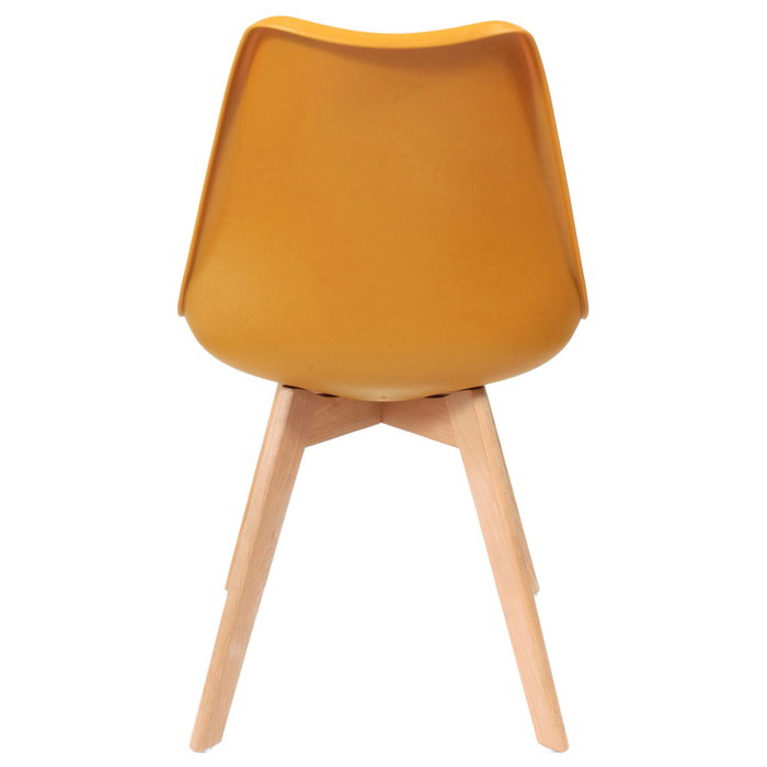 Home Deco Factory Silla COPENHAGUE Amarilla Diseño Escandinavo Charles Eames Patas Madera Haya Asiento Acolchado 49x58x81.5 cm