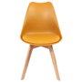 Home Deco Factory Silla COPENHAGUE Amarilla Diseño Escandinavo Charles Eames Patas Madera Haya Asiento Acolchado 49x58x81.5 cm