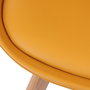 Home Deco Factory Silla COPENHAGUE Amarilla Diseño Escandinavo Charles Eames Patas Madera Haya Asiento Acolchado 49x58x81.5 cm