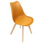 Home Deco Factory Silla COPENHAGUE Amarilla Diseño Escandinavo Charles Eames Patas Madera Haya Asiento Acolchado 49x58x81.5 cm
