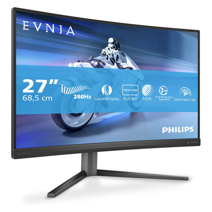 Philips Evnia 5000 27M2C5200W/00 Monitor Gaming Curvo 27" Full HD 1920x1080 280Hz Fast VA 0.3ms 1500R 2xHDMI 2.0 DisplayPort 1.4 HDR10