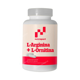NUTRISPORT L-Arginina L-Ornitina 500 mg - 100 cápsulas - Suplemento para dieta hiperproteica, detoxificante, elimina residuos de amoníaco