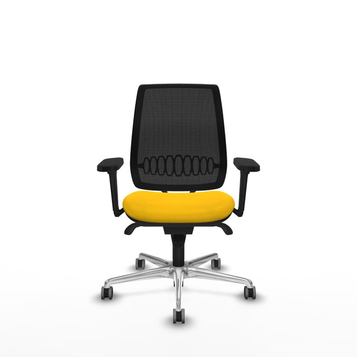 PIQUERAS Y CRESPO Silla Alares sincro malla negra bali amarillo brazos 3D base aluminio PIQUERAS Y CRESPO Silla Alares sincro malla negra bali amarillo brazos 3D base aluminio