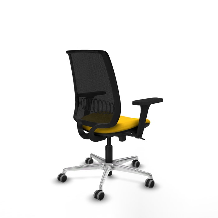 PIQUERAS Y CRESPO Silla Alares sincro malla negra bali amarillo brazos 3D base aluminio PIQUERAS Y CRESPO Silla Alares sincro malla negra bali amarillo brazos 3D base aluminio