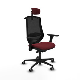 PIQUERAS Y CRESPO Silla de oficina Mardos con mecanismo Sincro/Traslack, Granate y Negro