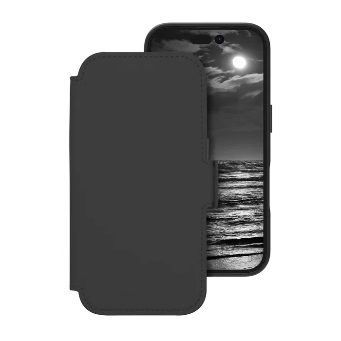 Dbramante1928 Funda Lynge MS ICON para iPhone 16 - Folio Negro con Cierre Magnético, Compatible con MagSafe y 3 Bolsillos para Tarjetas