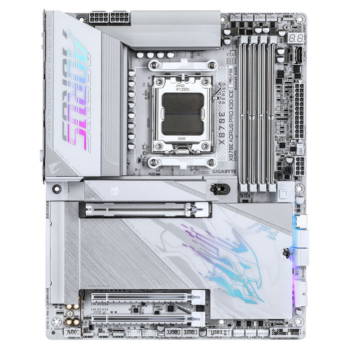Gigabyte X870E AORUS PRO X ICE Placa Base, Chipset AMD X870E, Socket AM5, DDR5-SDRAM, ATX