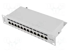 Lanberg Patch Panel 12 puertos 1U 10 pulg Cat.5e FTP blindado gris