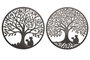 DKD Home Decor Decoración de Pared Metal Árbol Gato Negro