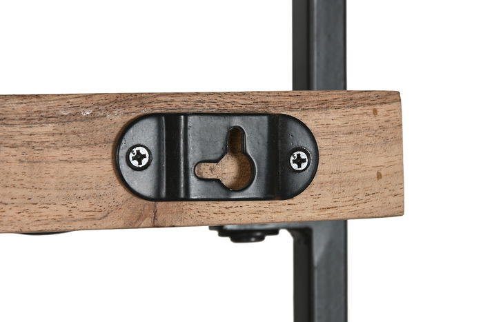 DKD Home Decor Botellero Natural Negro Acacia y Metal 25 x 35 x 65 cm