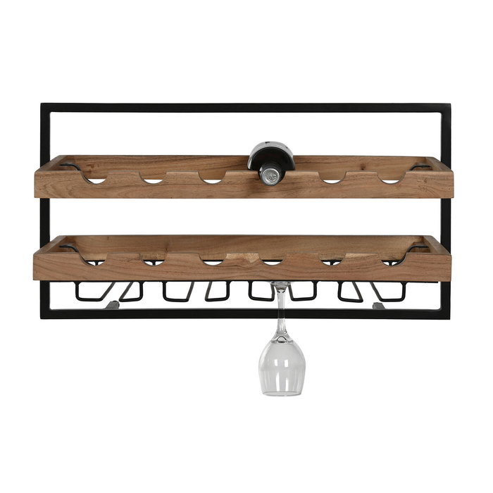 DKD Home Decor Botellero de Acacia y Metal para 8 Botellas, Natural DKD Home Decor Botellero de Acacia y Metal para 8 Botellas, Natural