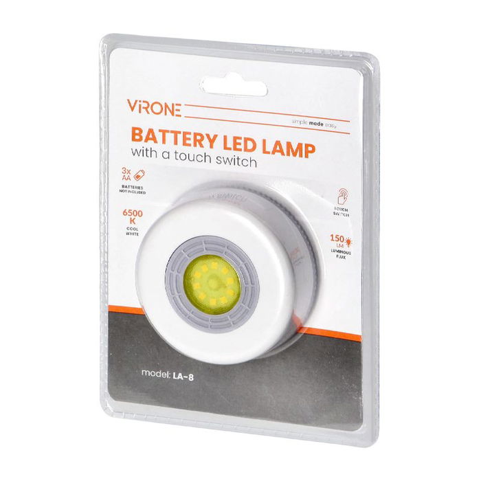 ORNO LA-8 Lampara LED de Orno, Temperatura 6500K, Funciona con 3 Pilas AA (No Incluidas), Ideal para Decoracion del Hogar, Lampara Portatil