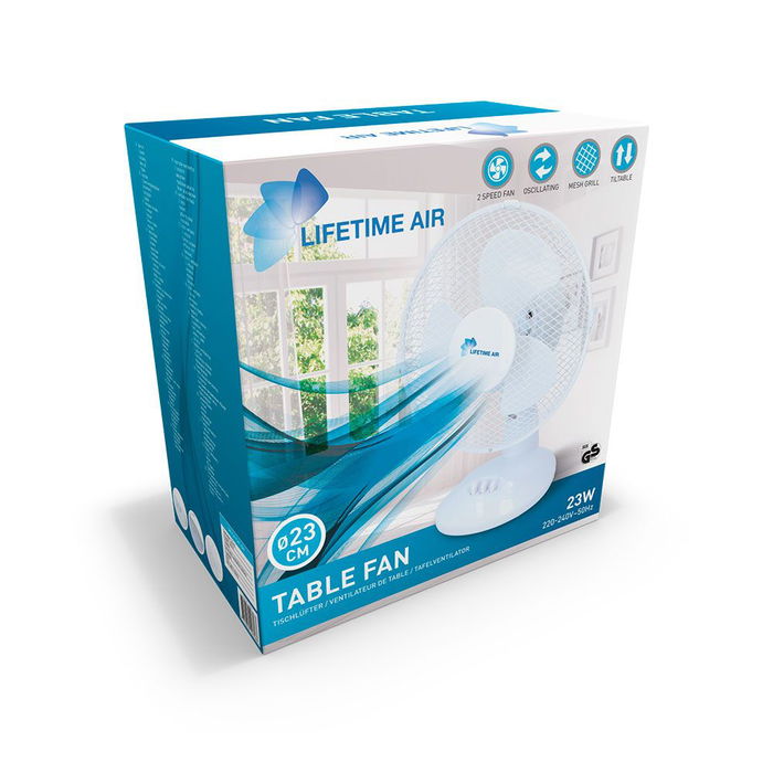 Lifetime Air Ventilador de Sobremesa Blanco 23 cm 22W Oscilación Automática