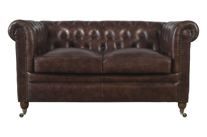 DKD Home Decor Leather top 23 Sofá Vintage Chester Piel Marrón 148 x 80 x 72 cm