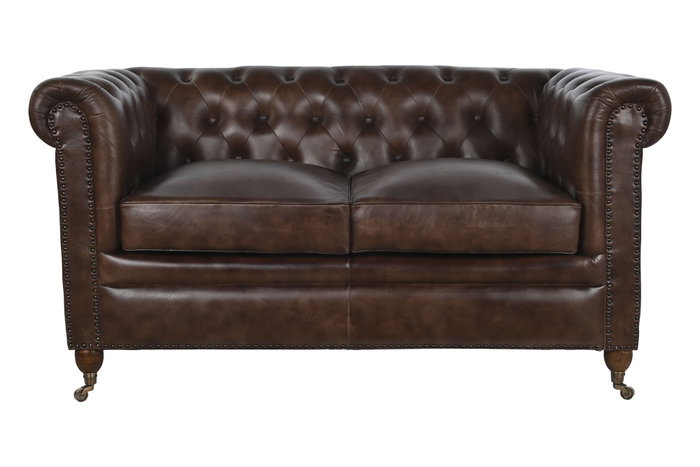 DKD Home Decor Leather top 23 Sofá Vintage Chester Piel Marrón 148 x 80 x 72 cm
