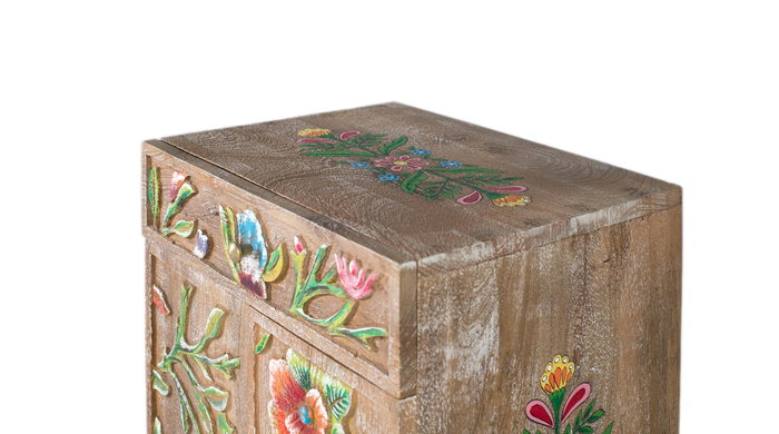 Giner y Colomer Mueble Auxiliar de Madera de Mango Pintado a Mano con Cajón y Puertas