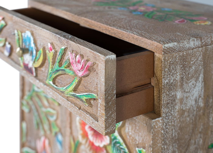Giner y Colomer Mueble Auxiliar de Madera de Mango Pintado a Mano con Cajón y Puertas