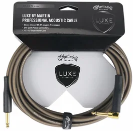 MARTIN Cable para Guitarra Acustica LUXE Jack a Jack 5,5 m - Conductor de Cobre Libre de Oxigeno con Infusion de Plata, Blindaje Doble, Baja Capacitancia