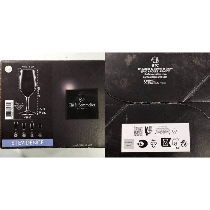 Chef & Sommelier Krysta Evidence Caja 6 Copas de Vino 27 cL