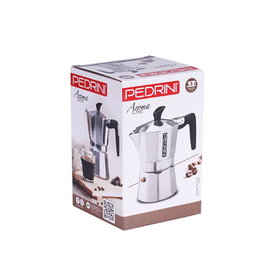 Pedrini Cafetera 3 Tazas Pulido Aluminio Plata Negro (9083-3)